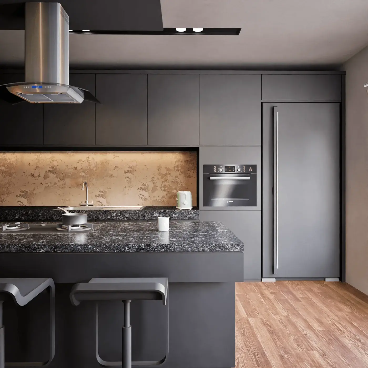 Monochrome Kitchen architectural visualization
