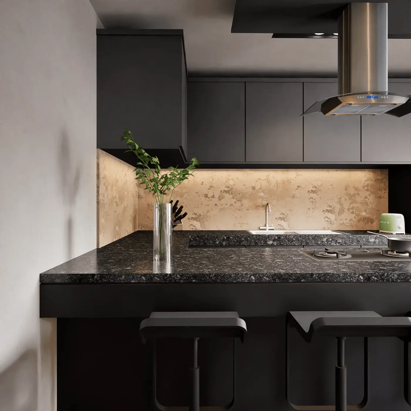 Monochrome Kitchen – Modern Interior Visualization architectural visualization — view 4