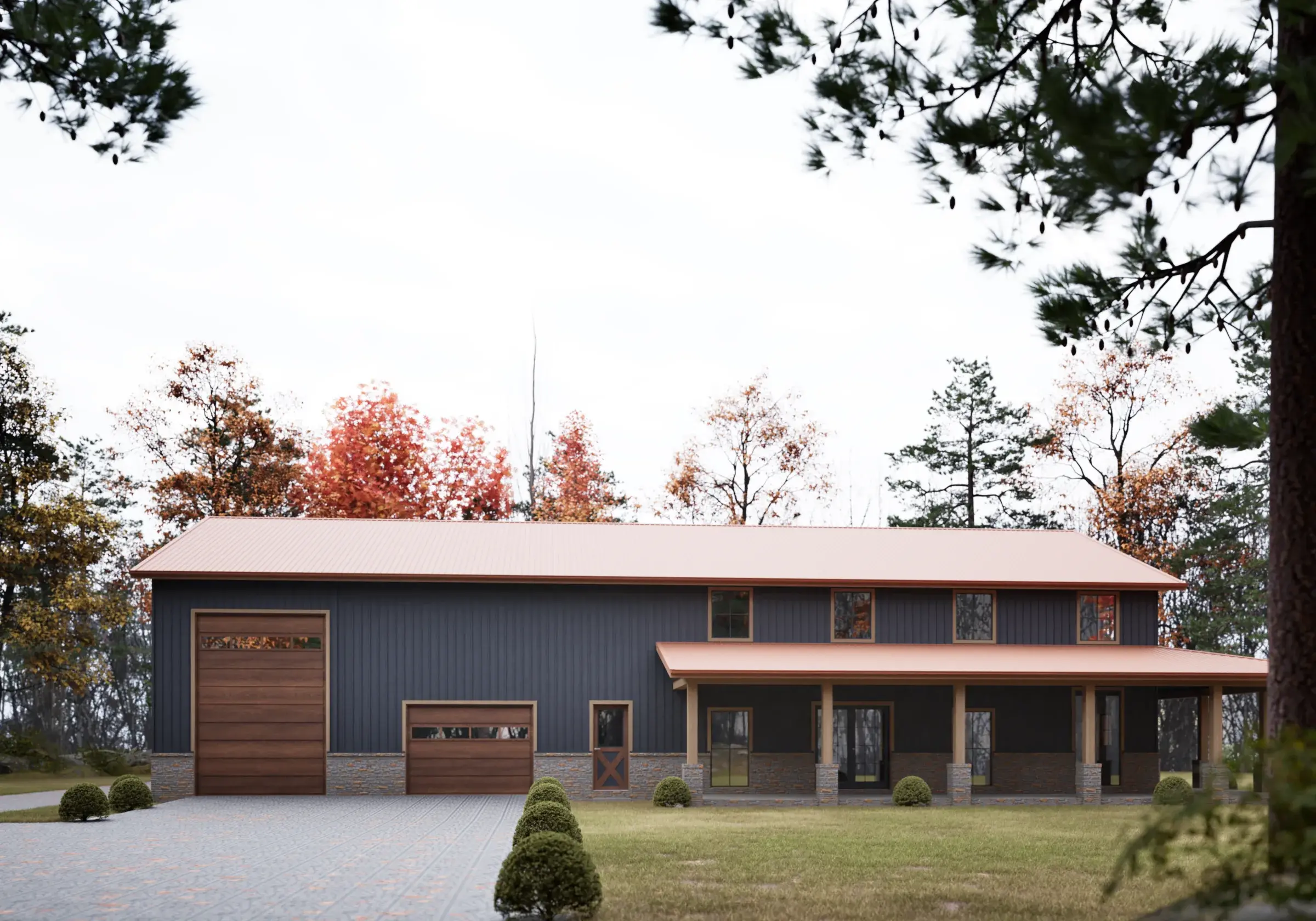 Barndominium architectural visualization — view 3