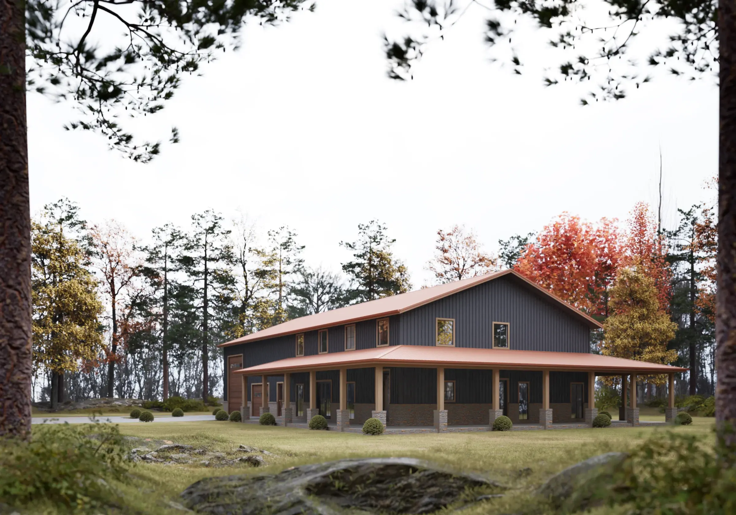 Barndominium architectural visualization — view 2