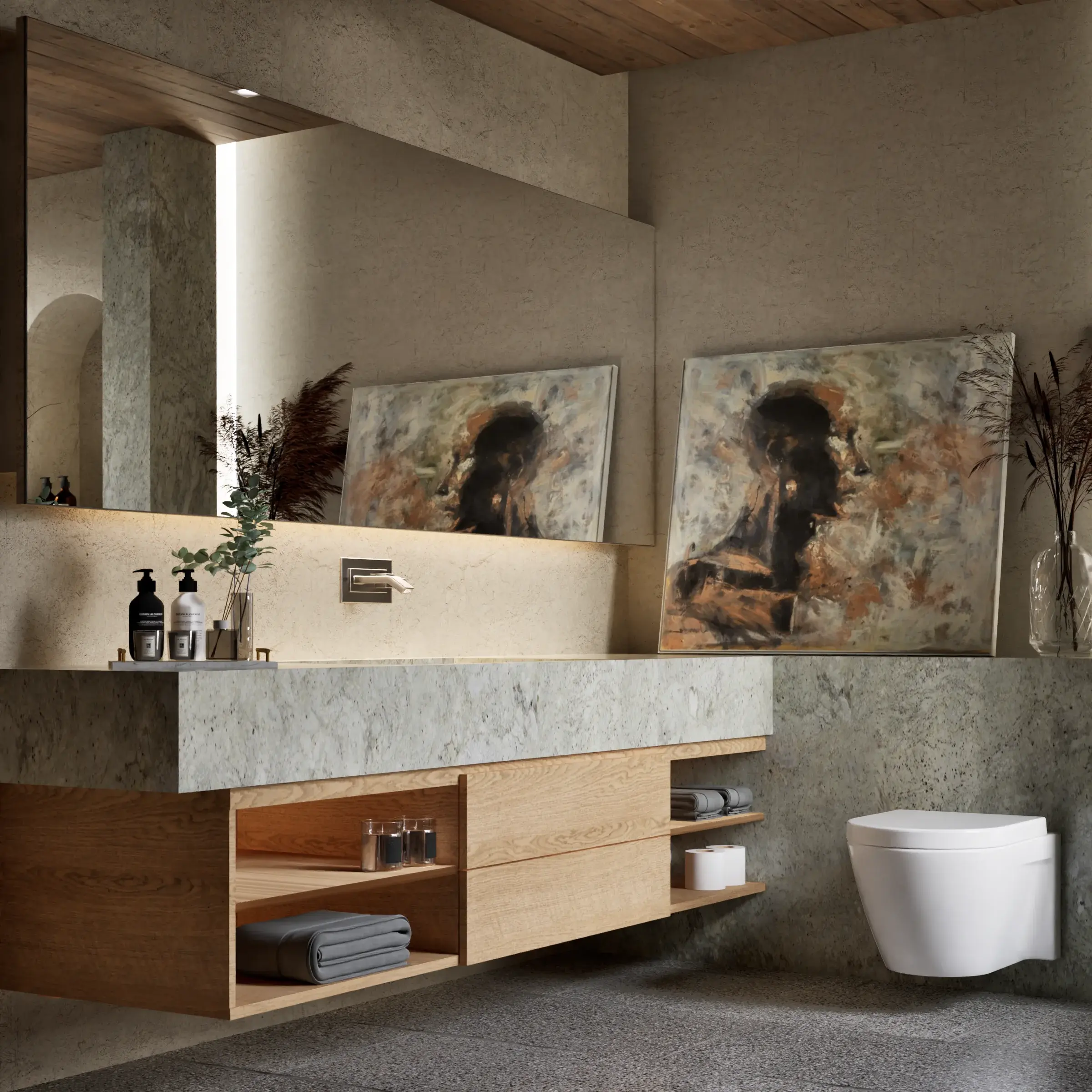 Modern Minimalist Bathroom architectural visualization — view 3