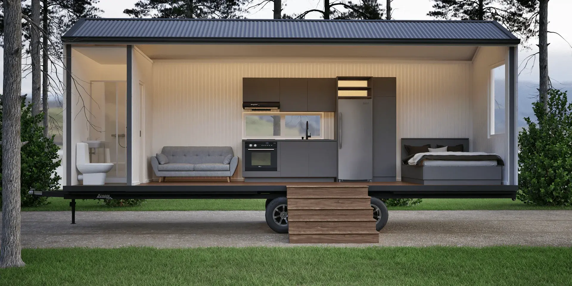 Modern Tiny House on Wheels architectural visualization — view 2