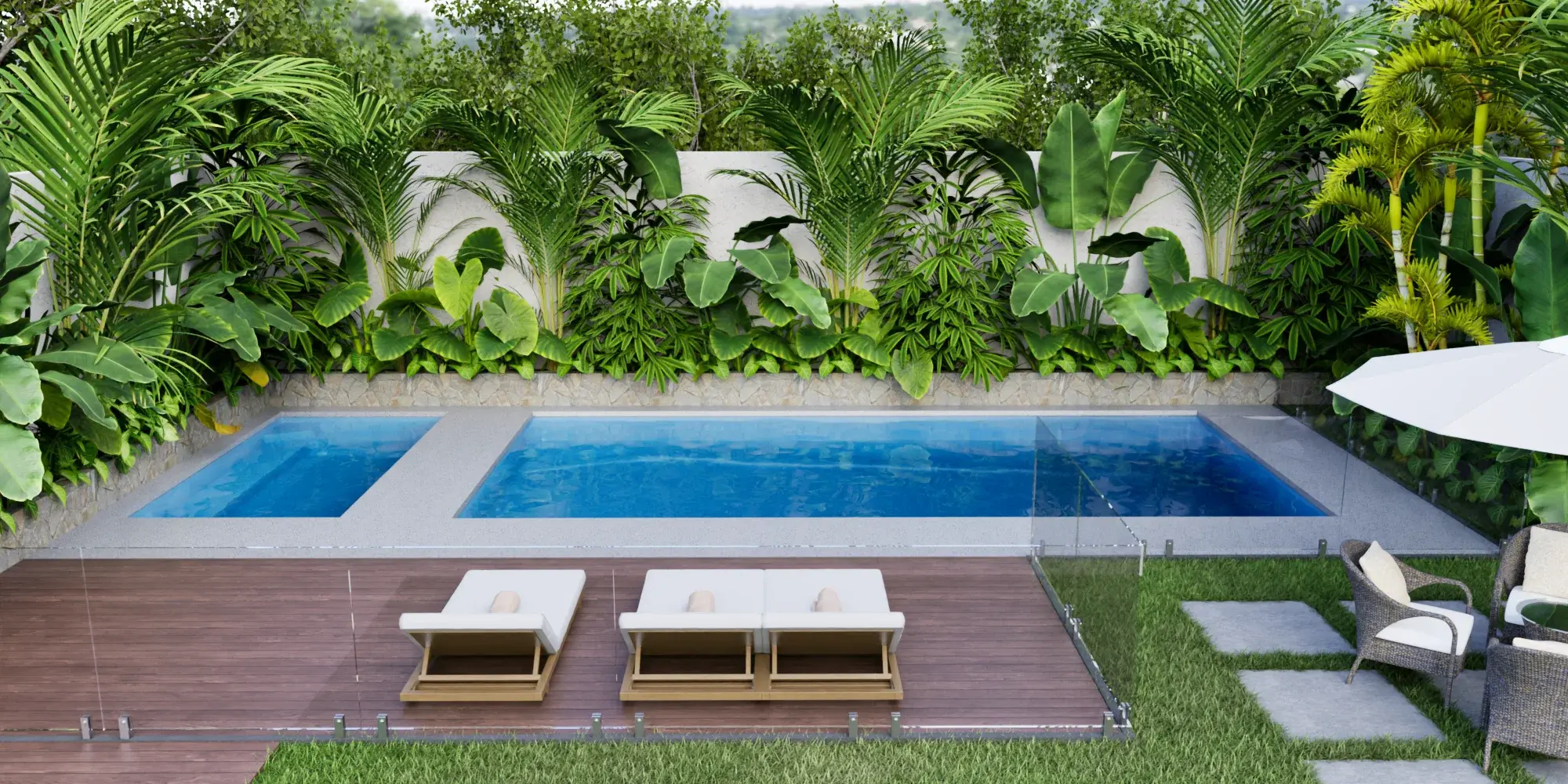 Tropical Backyard Pool – Outdoor Living architectural visualization — view 2
