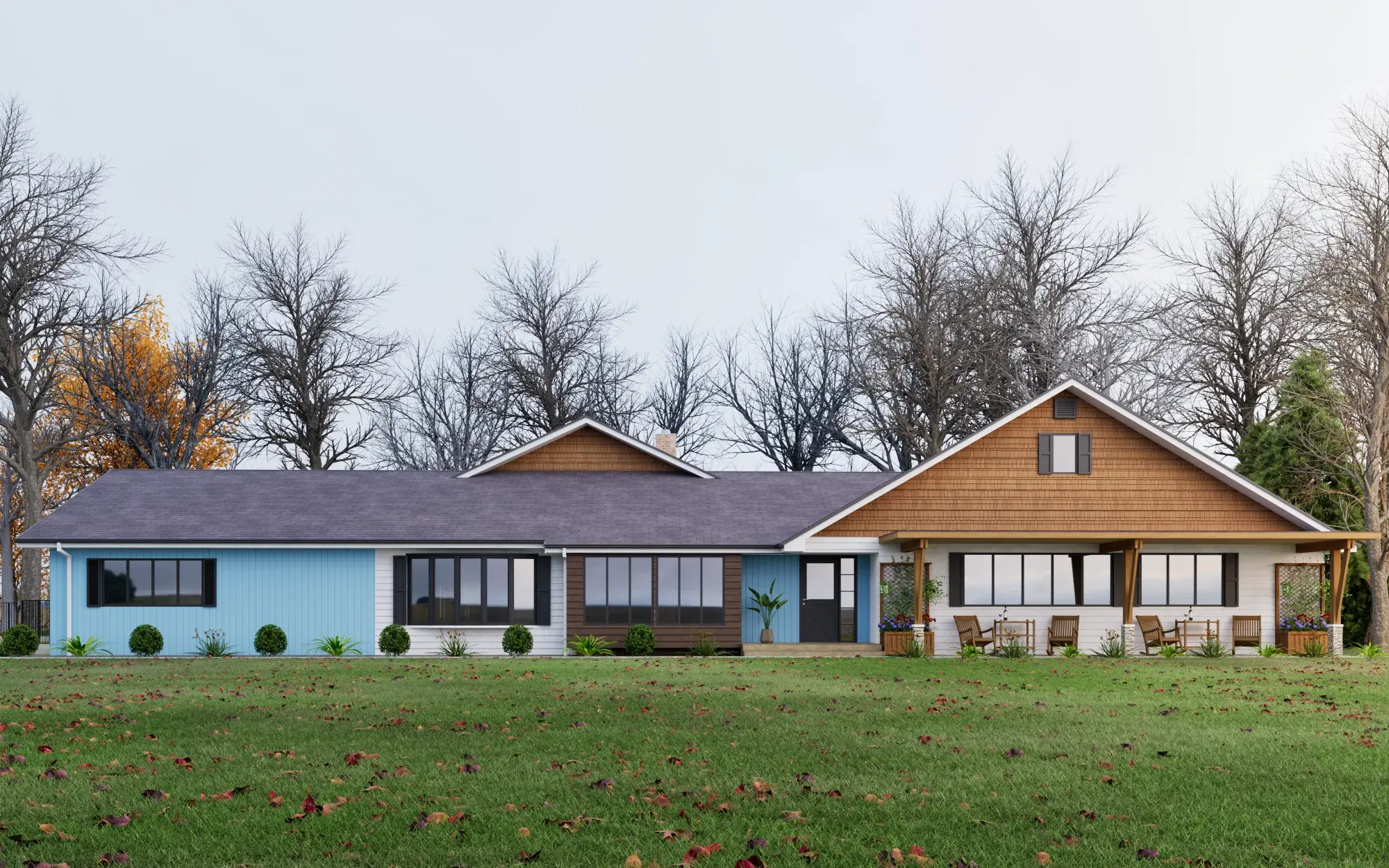 Suburban Ranch House architectural visualization