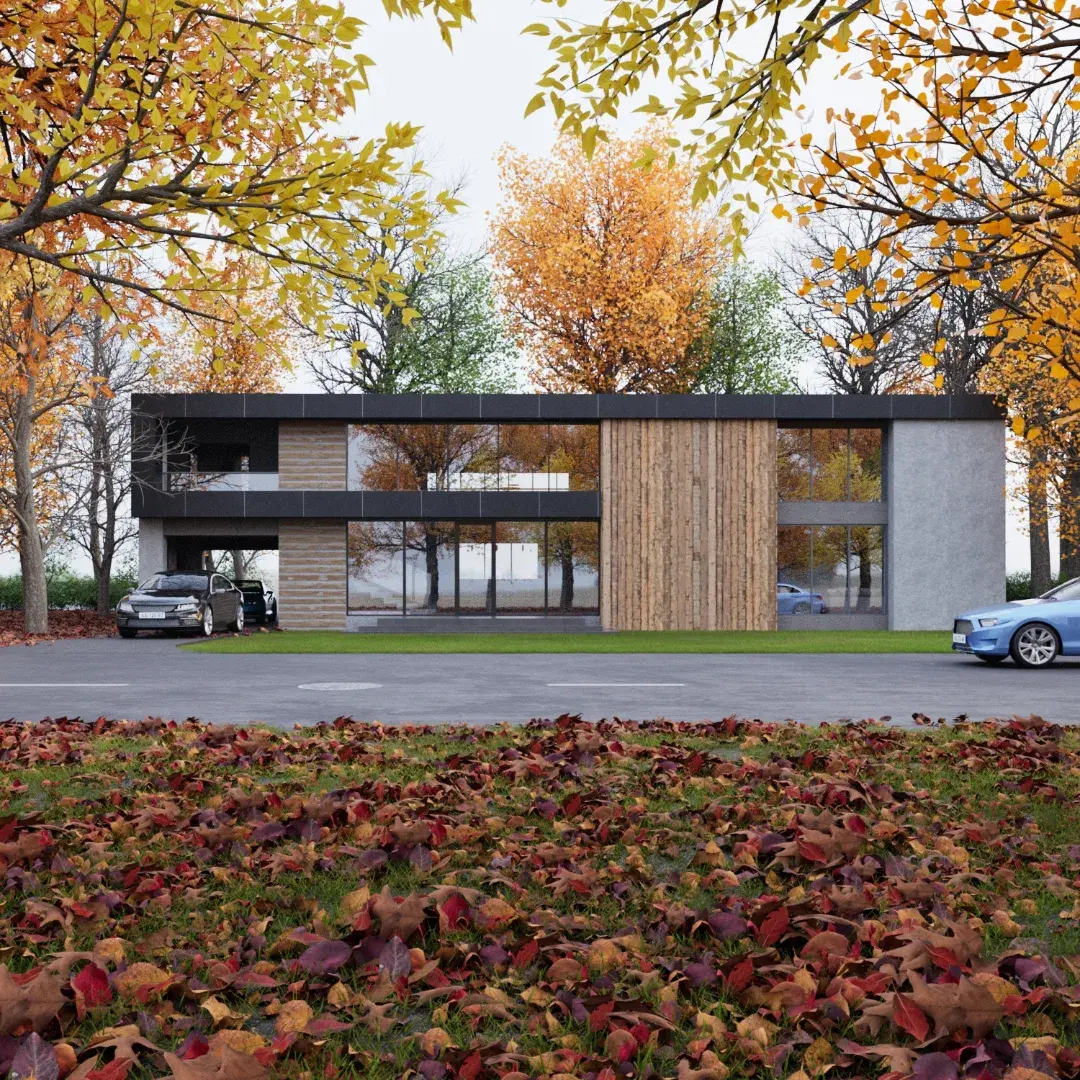 Autumn Modern House architectural visualization