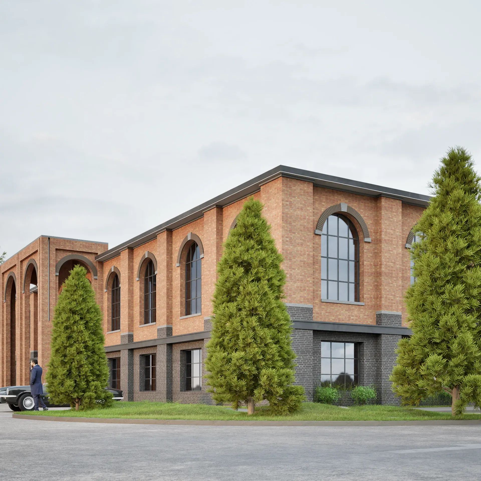 Exposed Brick Industrial Building architectural visualization — view 2