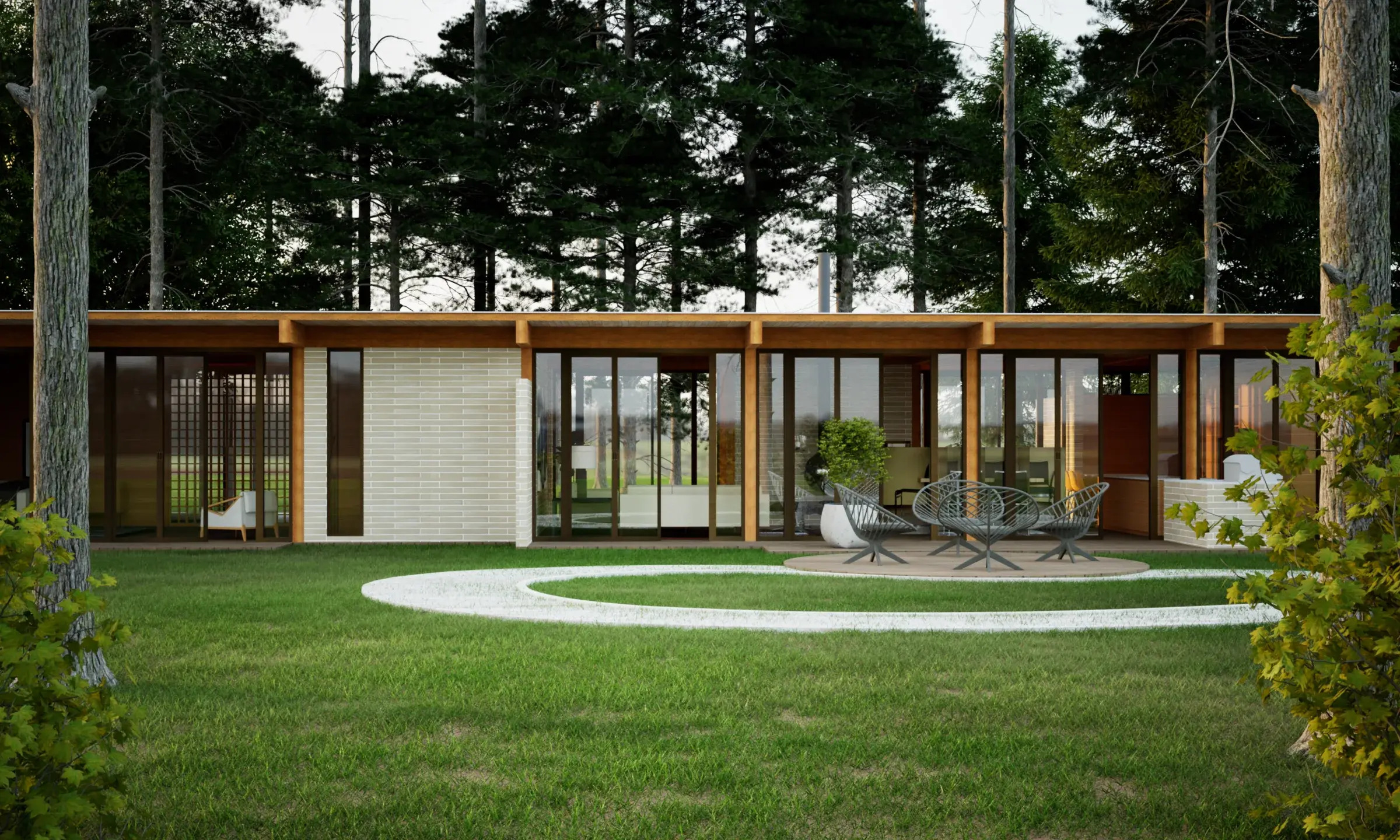 Modern Forest Cabin Visualization architectural visualization — view 2