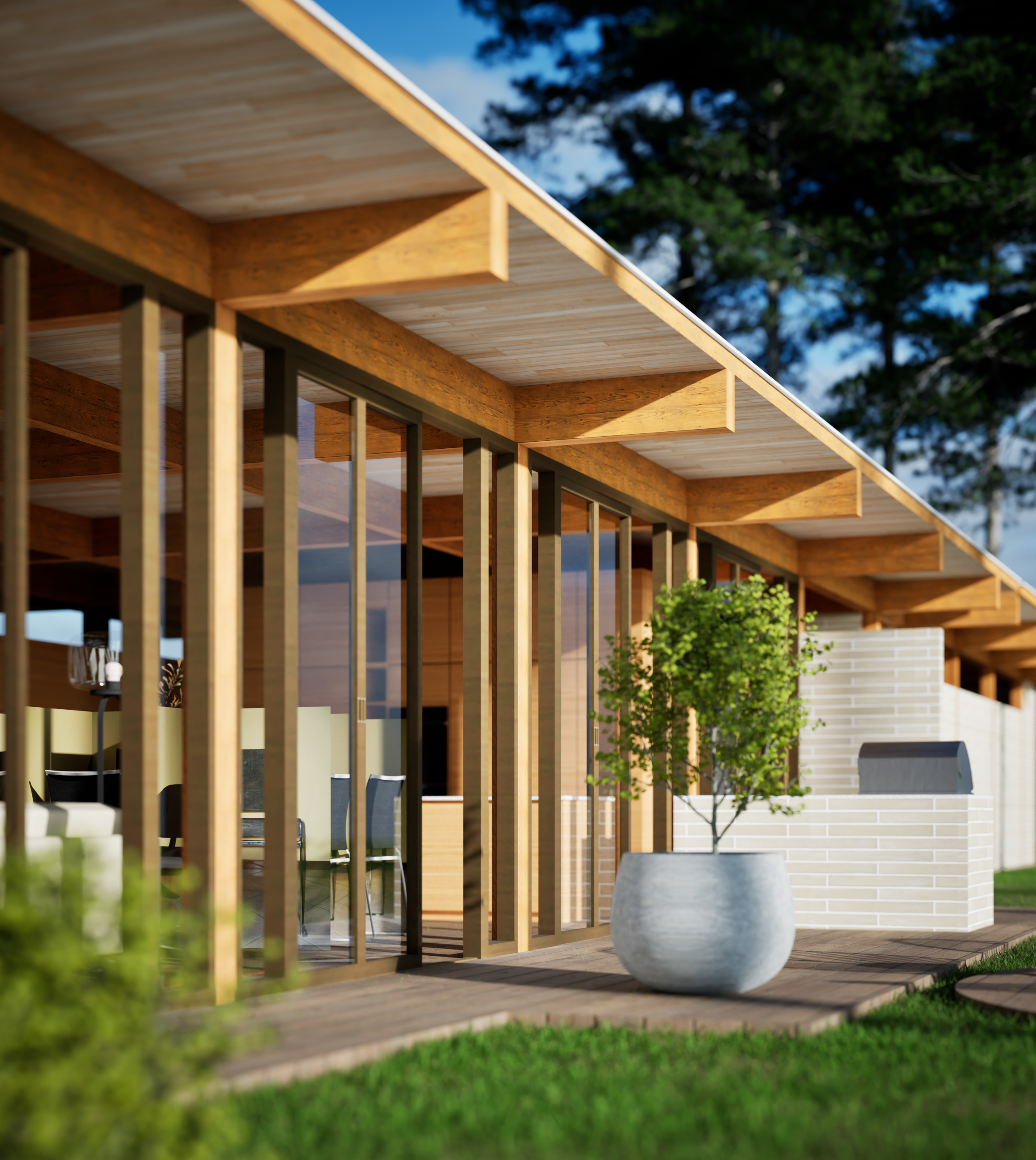 Modern Forest Cabin Visualization architectural visualization