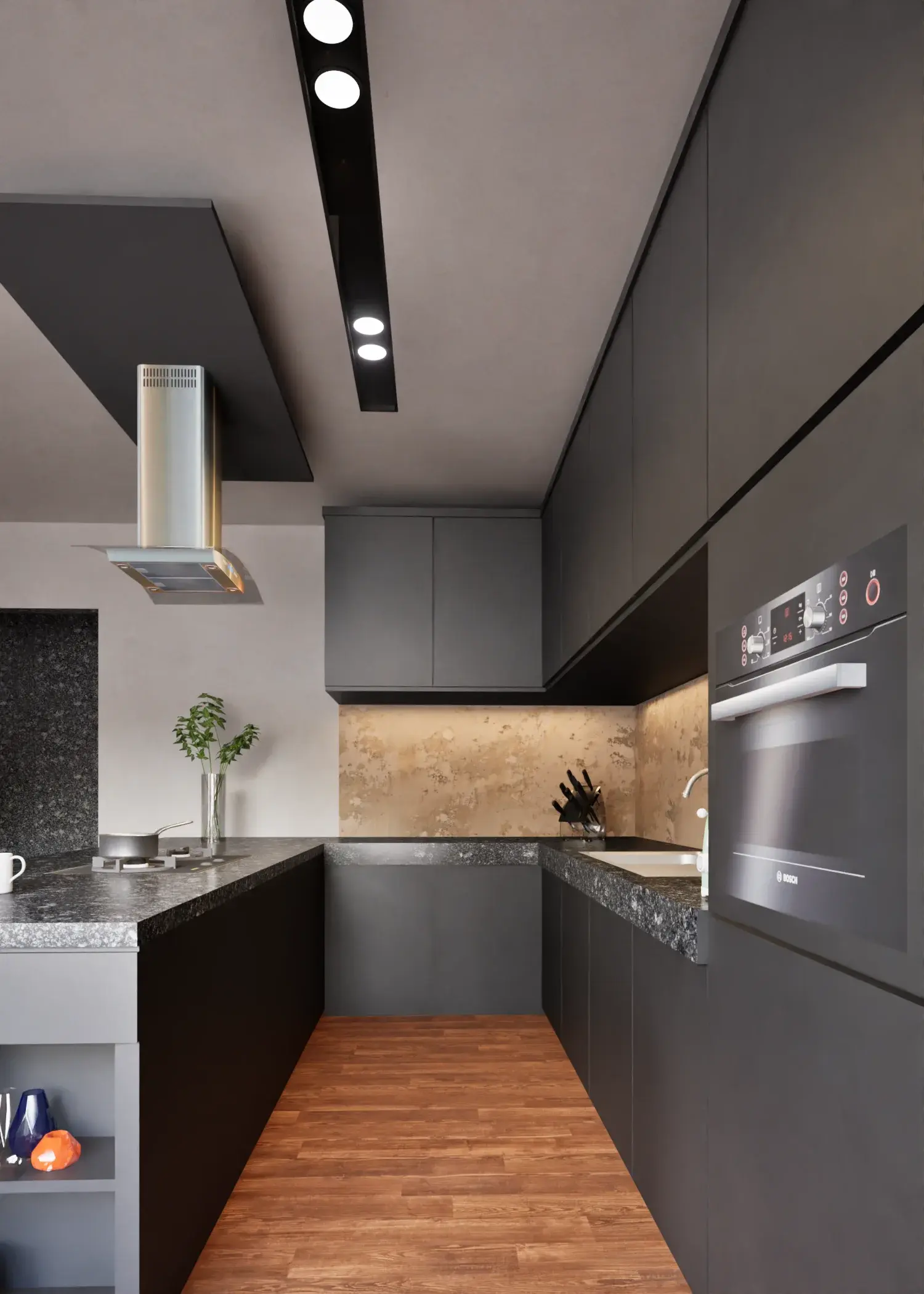 Monochrome Kitchen – Modern Interior Visualization architectural visualization — view 2