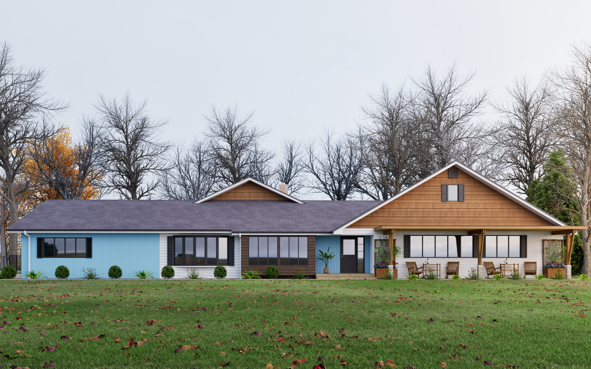 Suburban Ranch-Style House Visualization architectural visualization
