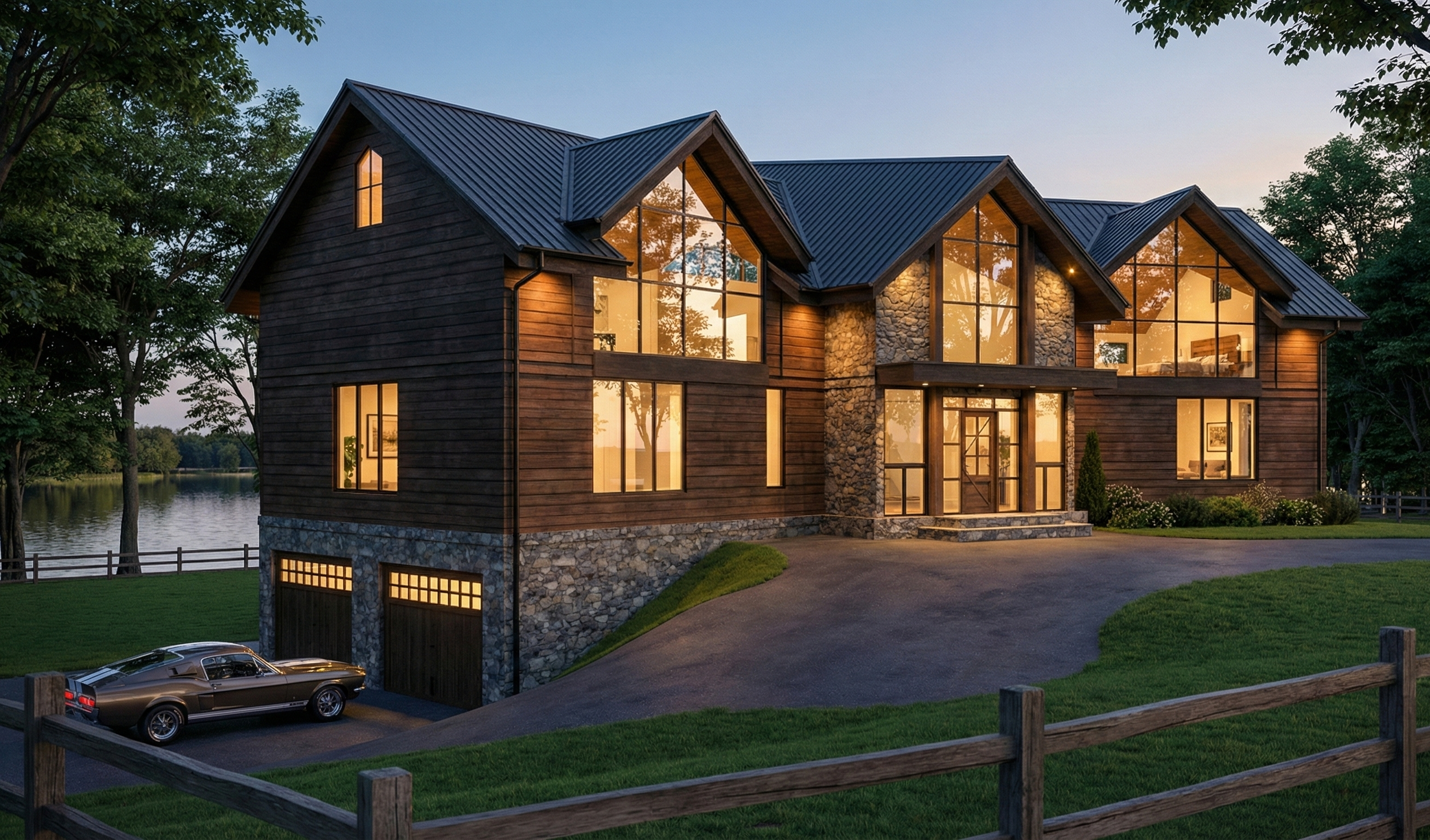 Luxury Lakeside Residence architectural visualization